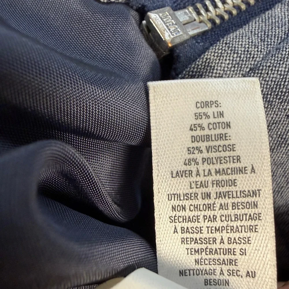 Bonobos Bomber Jacket Men M Gray Blue Linen Cotton Blend Zip Harrington
